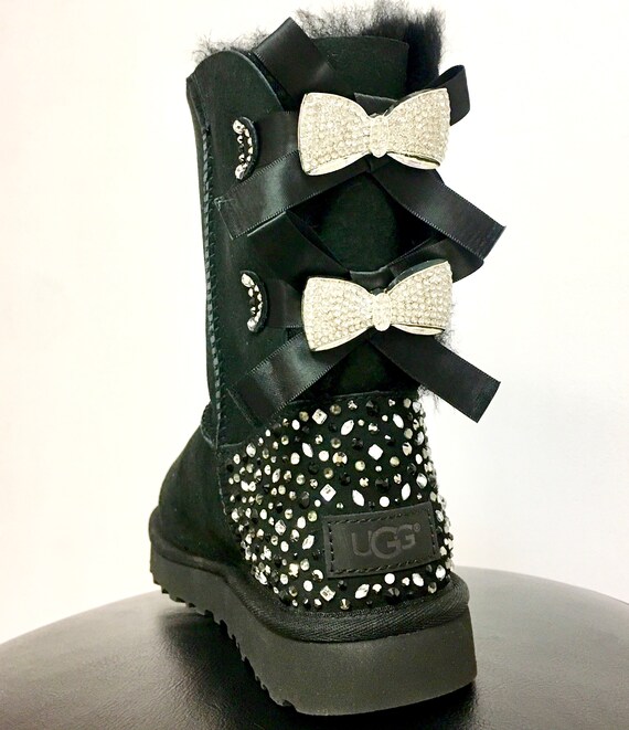 Bling cristaux Swarovski personnalisé Bailey Bow II haut Ugg bottes Ugg des femmes avec des arcs de cristal Bling cristaux Swarovski personnalisé Bailey Bow II haut Ugg bottes Ugg des femmes avec des arcs de cristal