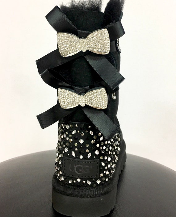 Bling cristaux Swarovski personnalisé Bailey Bow II haut Ugg bottes Ugg des femmes avec des arcs de cristal Bling cristaux Swarovski personnalisé Bailey Bow II haut Ugg bottes Ugg des femmes avec des arcs de cristal