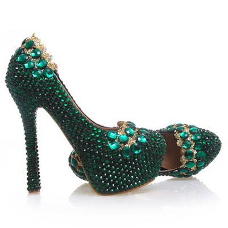 dark green and gold heels