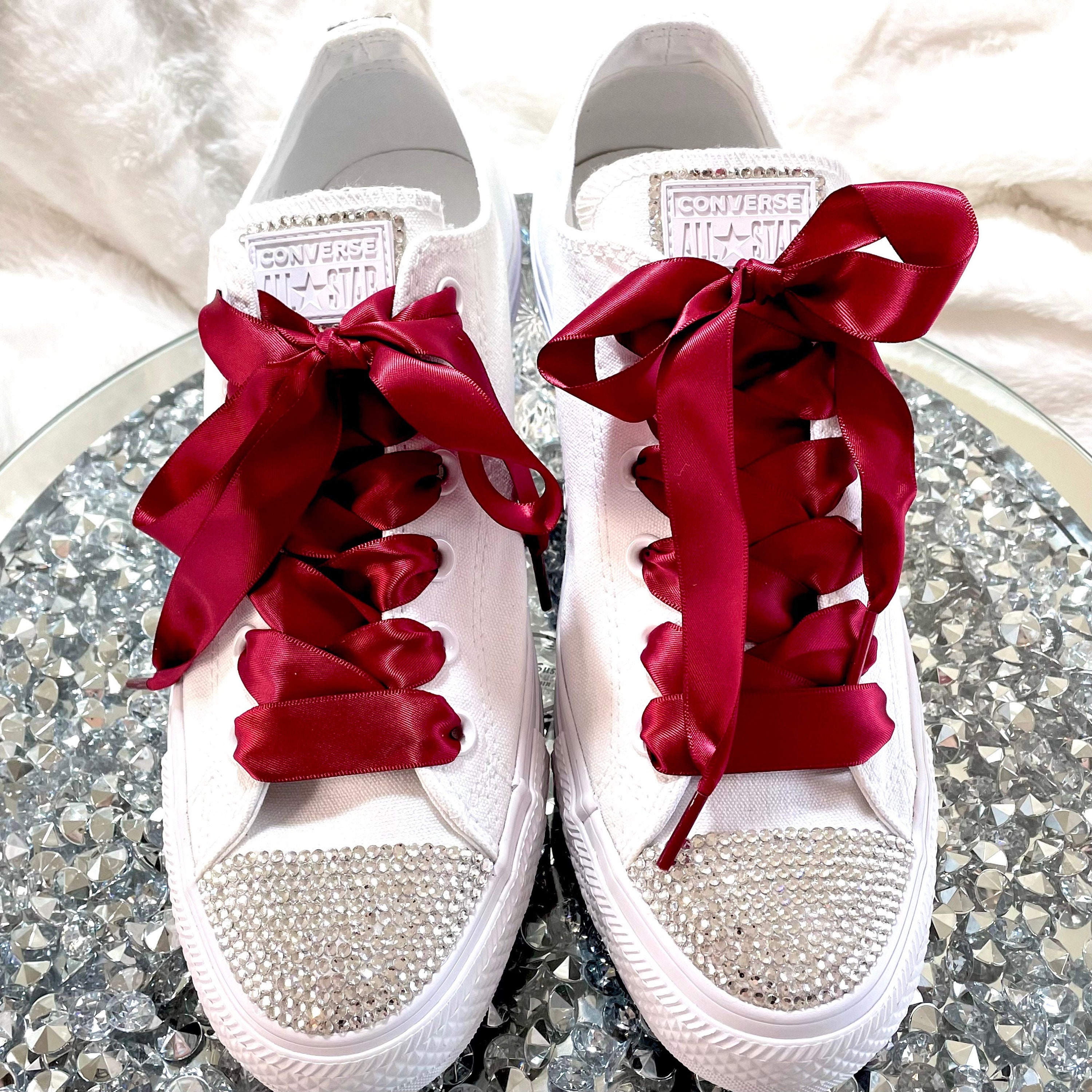 Red and White BLING Women Clog Shoes. Rhinestone Embellished 