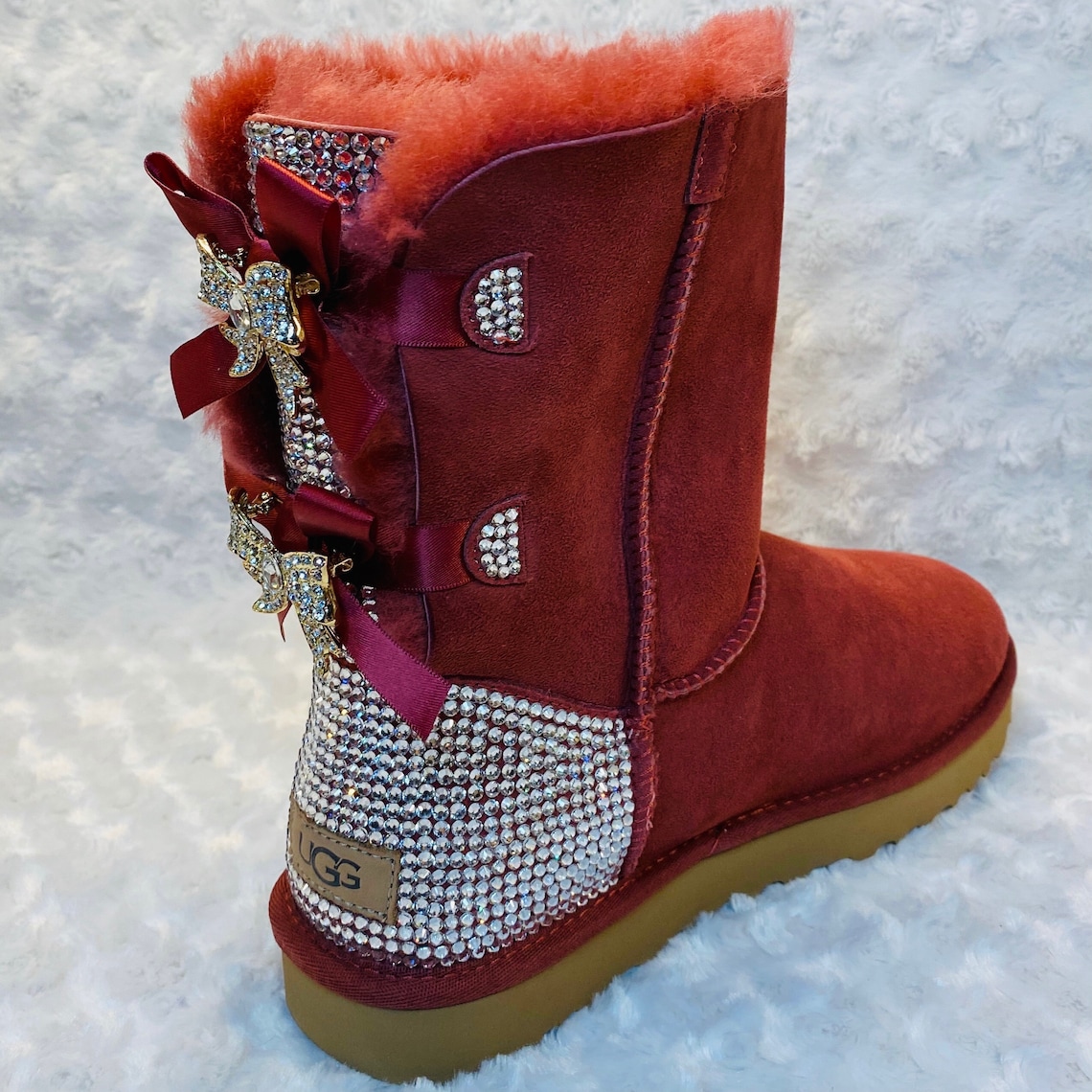 Bling Ugg Bailey Bow Women's Custom Timeless Red Ugg Etsy