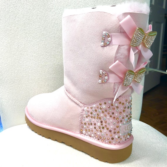 Ugg Bailey Bow II Custom Seashell Pink Ugg - Etsy Israel