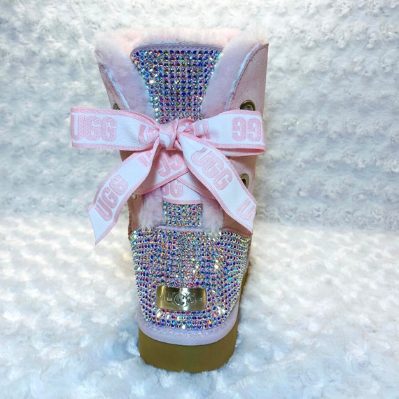 Bling Ugg Short Pink Bailey Bow Botas Ugg Rosas De Concha | Etsy España