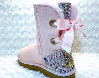 Bling Ugg Short Pink Bailey Bow Women's 