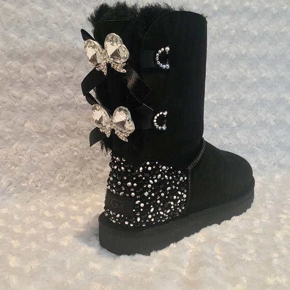 womens black uggs with bows