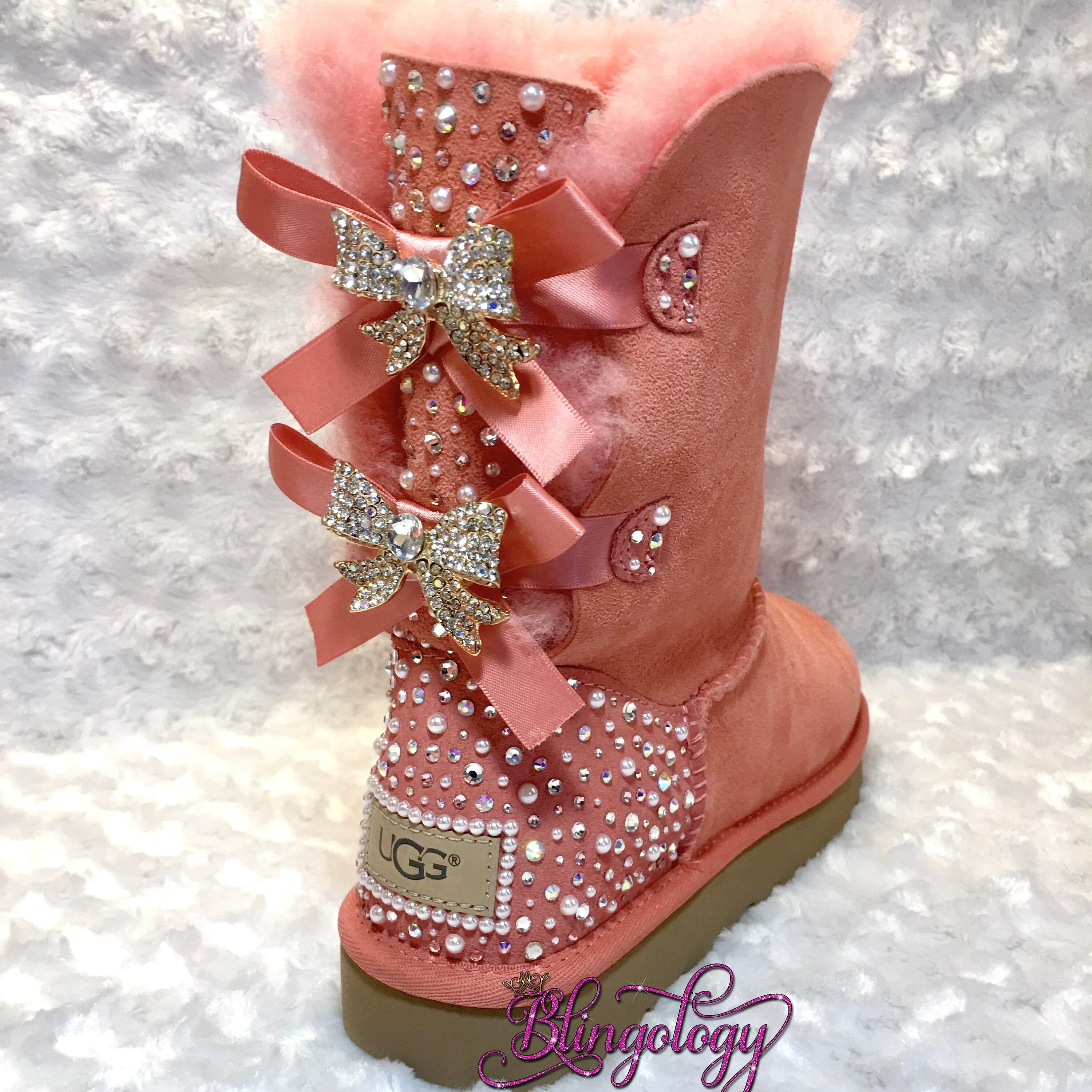 Bling Ugg Bailey Bow II Women's Custom Lantana Ugg Boots 