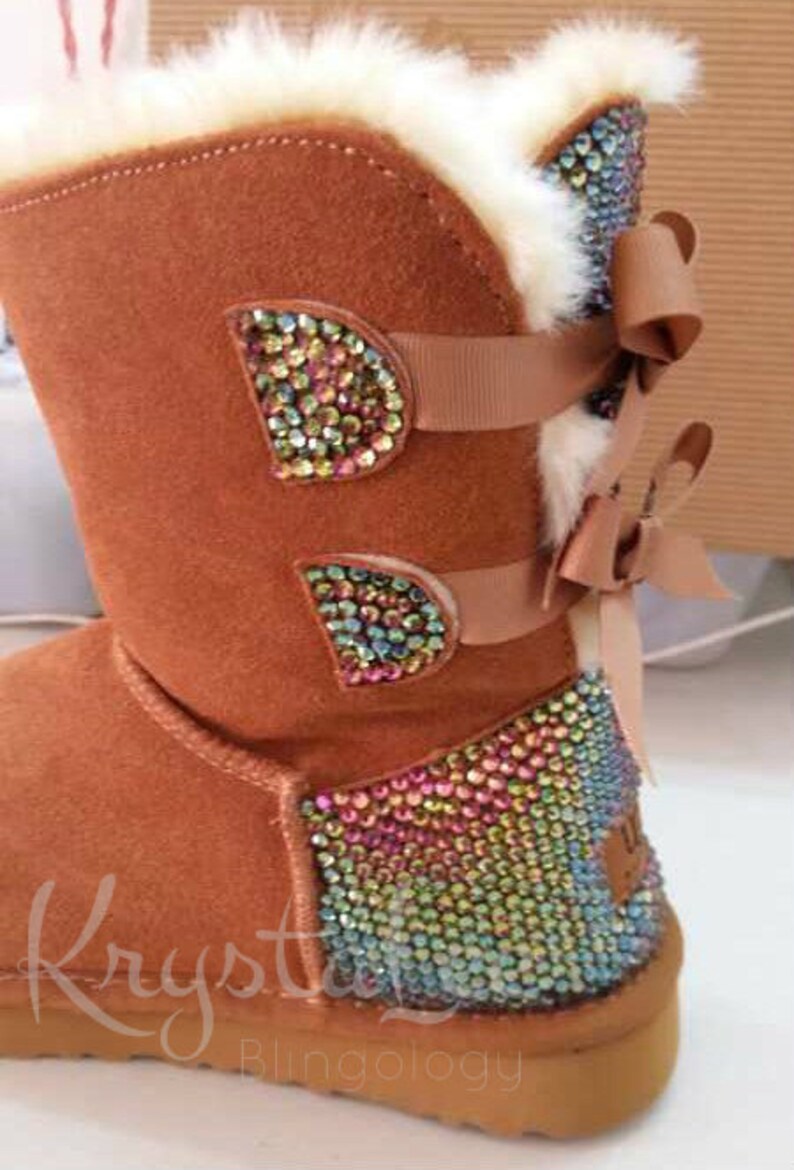 Bling Ugg Bailey Bow Women's Custom Chestnut Ugg Boots Etsy