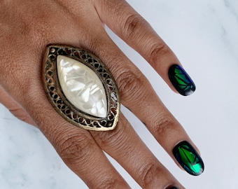 SALE Vintage Resin Ring from Sudan | Retro Art Deco Victorian Style Statement Ring