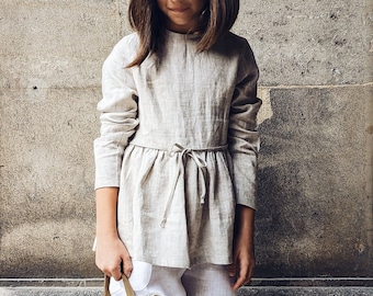 Linen shirt for girls, linen blouse for girl, casual shirt for girl