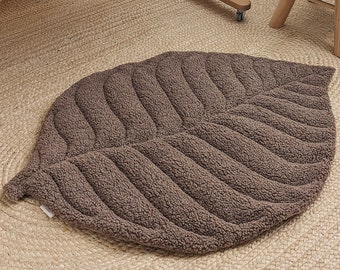 Leaf playmat from faux fur, BROWN color | READY to SHIP | Baby play mat