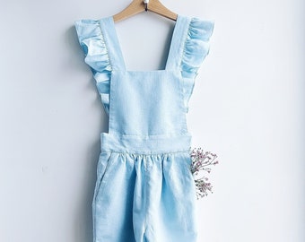 Linen overall for a girl, summer jumpsuit from natural flax | 26 colours available