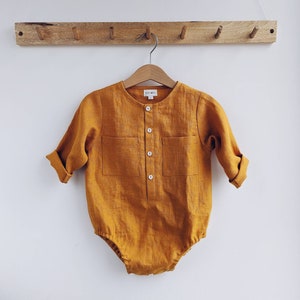 Shirt body baby boy, linen shirt body for baby, shower gift image 1