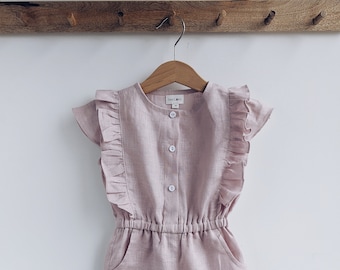 Linen overall for a girl, summer jumpsuit from natural flax | 26 colour available