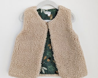 faux fur vest for girl, teddy bear fux vest, stylish kid teddy vest