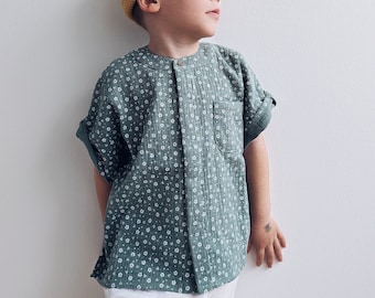 Muslin shirt with closed plank for a boy | Shirt oversize | Sizing from 1 to 10 y.o.