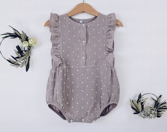 muslin baby romper, baby outfit, baby playsuit, baby suit, muslin romper, baby shower, baby clothes, newborn clothes, organic cloth