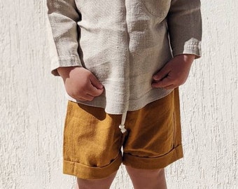 READY to SHIP! Shorts from natural linen for boy, casual and beach shorts for baby, comfortable shorts for toddler boy