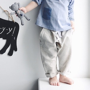VERSANDFERTIG! Boho Hose aus Naturleinen für Jungen und Mädchen, bequeme Bekleidung, unisex