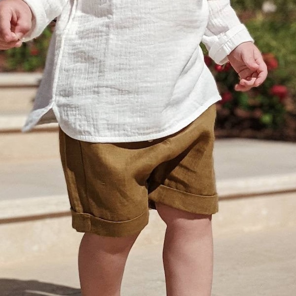 Shorts from natural linen for boy, casual and beach shorts for baby, comfortable shorts for toddler boy