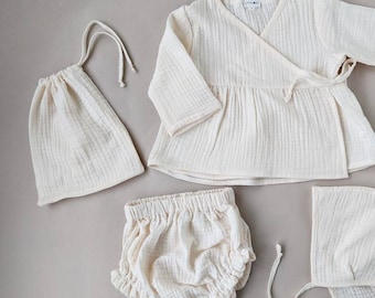 Newborn baby set | Muslin set for a girl | VARIOUS COLORS | Baby shower gift