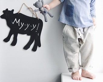 Boho pants from natural linen for boys and girls, comfortable clothing, unisex