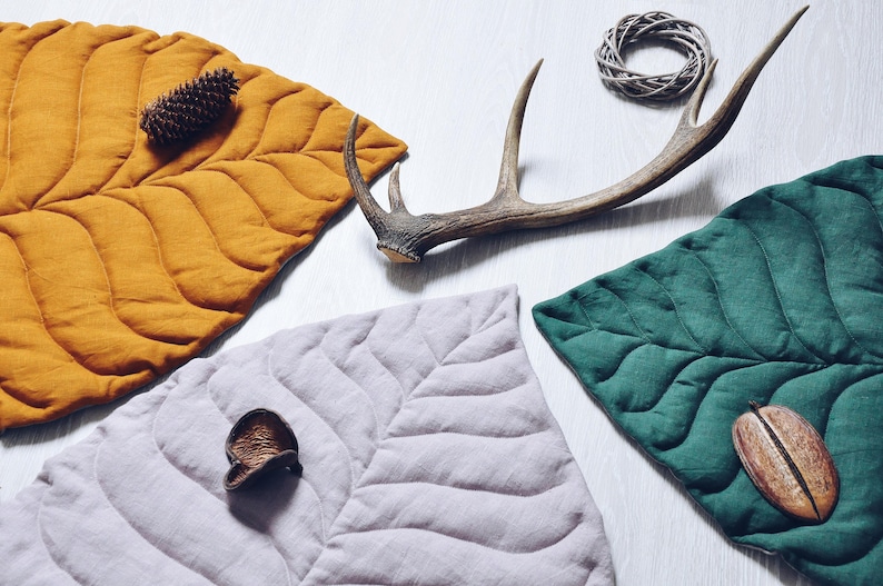 Leaf Play Mat From Natural Linen Various Colours Available Etsy