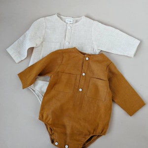 Shirt body baby boy, linen shirt body for baby, shower gift image 9