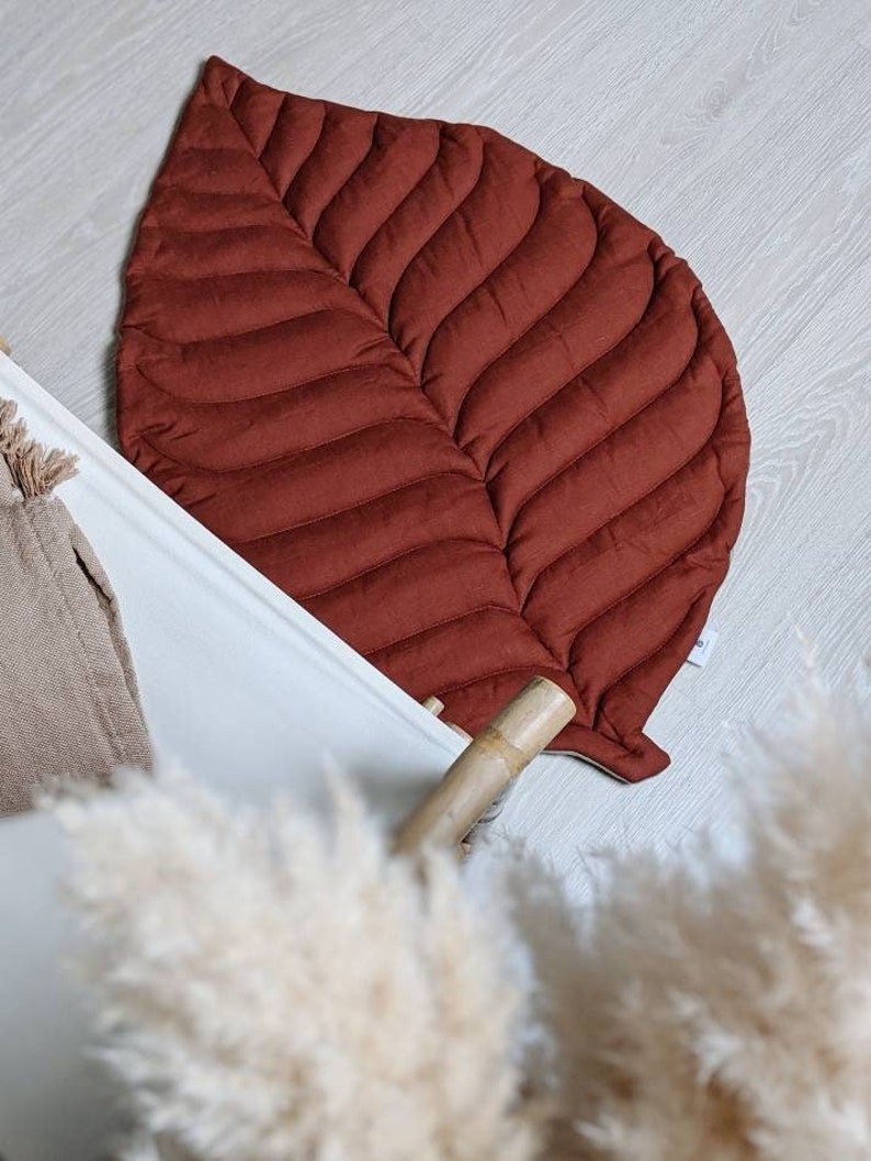 Leaf Play Mat From Natural Linen TERRACOTTA Colour Etsy