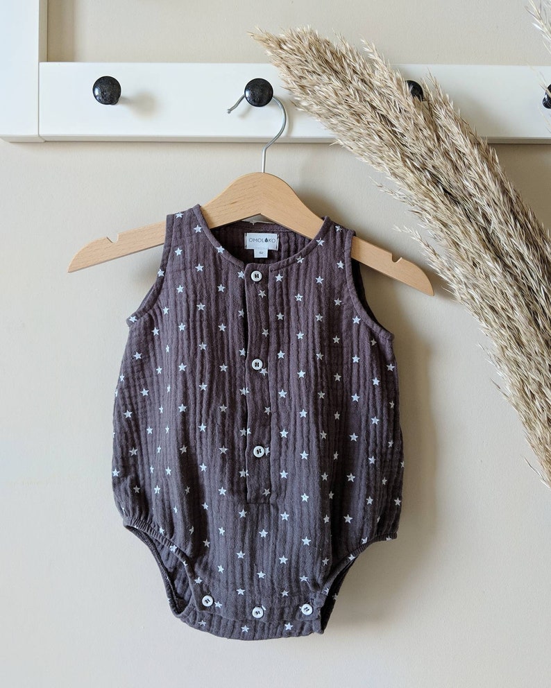 Boy Romper Muslin Baby Romper Baby Outfit Baby Playsuit Etsy