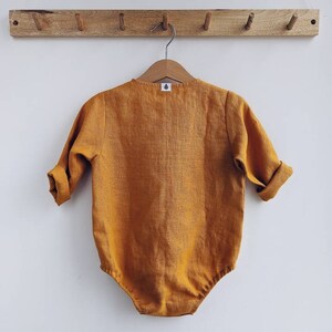 Shirt body baby boy, linen shirt body for baby, shower gift image 2