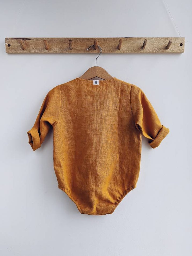 Shirt body baby boy, linen shirt body for baby, shower gift image 2