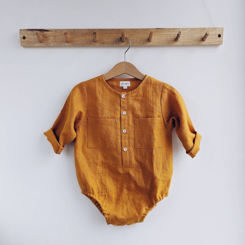 Shirt body baby boy, linen shirt body for baby, shower gift image 1