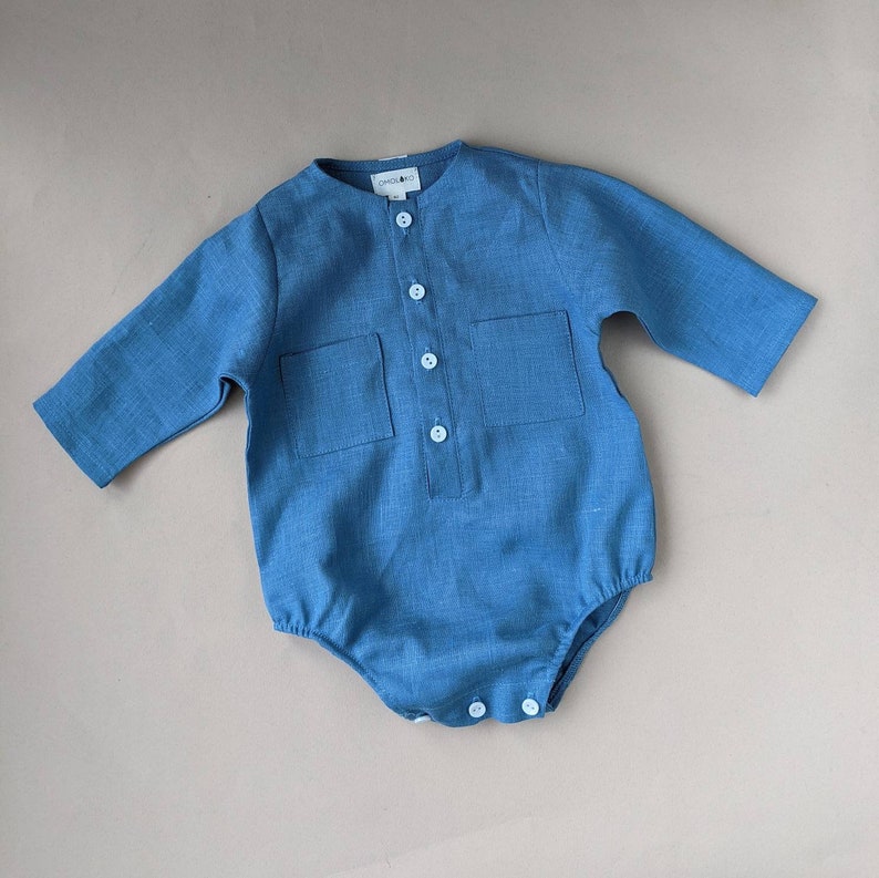 Shirt body baby boy, linen shirt body for baby, shower gift image 8