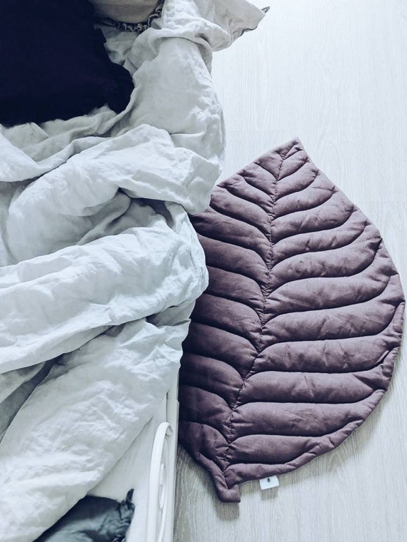 Leaf Play Mat From Natural Linen Dusty Purple Color Baby Etsy
