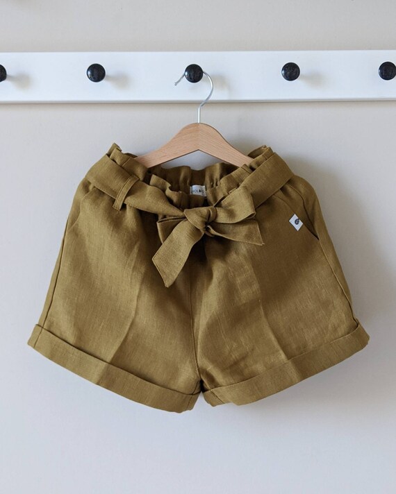 Shorts from natural linen for toddler girl Comfortable Etsy