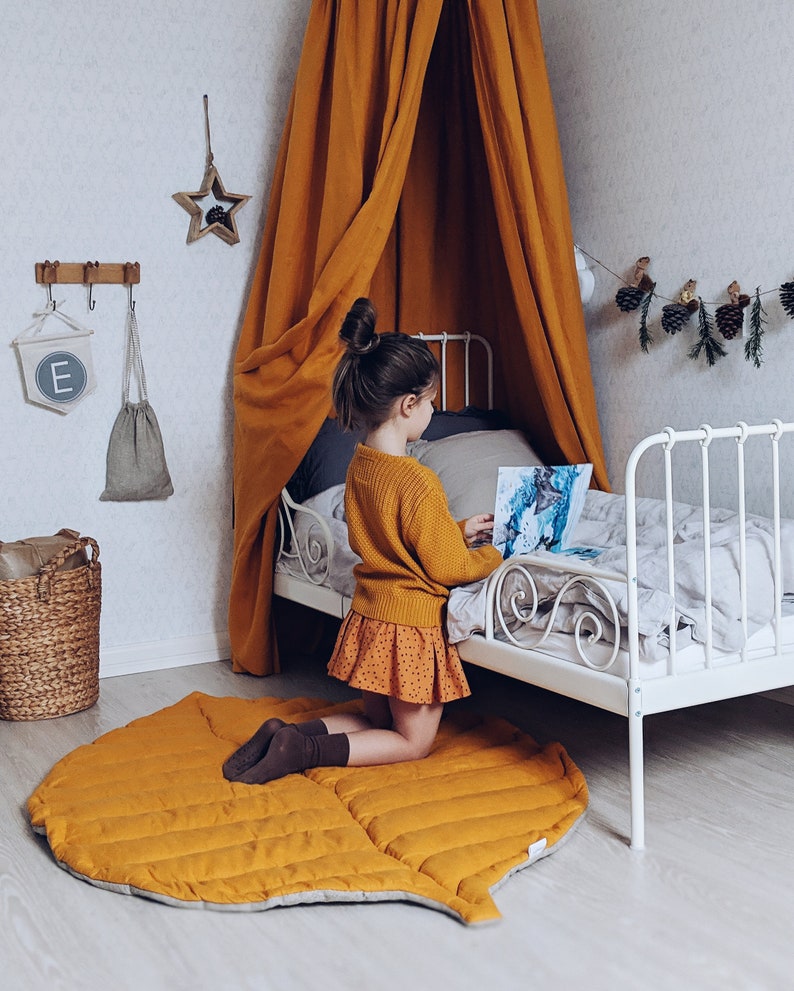 Bed Hanging Canopy & Leaf Play Mat Natural Linen 10 OFF Etsy