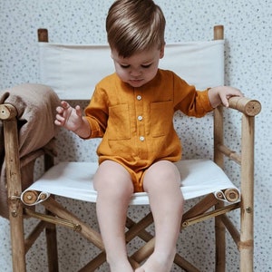 Shirt body baby boy, linen shirt body for baby, shower gift image 4