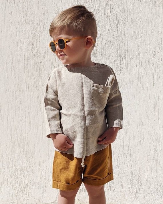 Linen shorts top baby boy