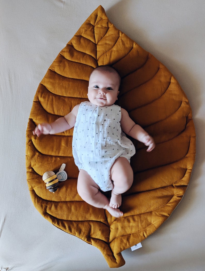 Leaf play mat from natural linen various colors available Etsy