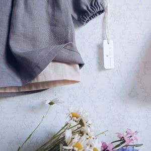 Linen dress for girls with long sleeves on the lining and buttons on the back image 4