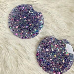 Car Glitter Coaster, car coaster, Glitter car coaster set, Glitter car accessories, Car accessories, Glitter cup holder, Resin coaster
