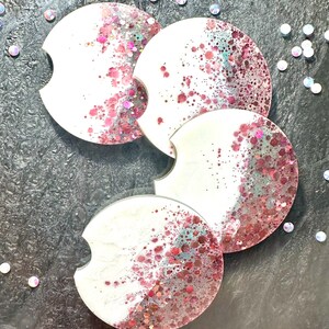 Car Glitter Coaster, car coaster, Glitter car coaster set, Glitter car accessories, Car accessories, Glitter cup holder, Resin coaster