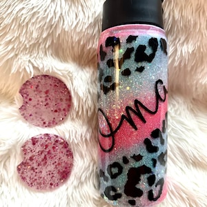 Leopard Print Glitter Tumbler-Custom / Glitter Tumbler / Custom Tumbler / Personalized Glitter Tumbler / 20oz Tumbler / 30oz Tumbler
