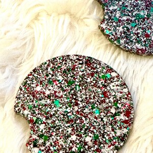 Holiday Car Glitter Coaster, car coaster, Glitter car coaster set, Glitter car accessories, Car accessories, Glitter cup holder