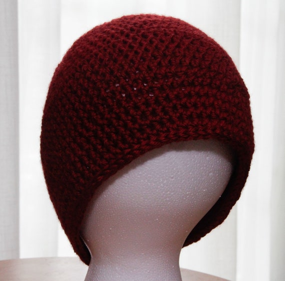 burgundy skull cap