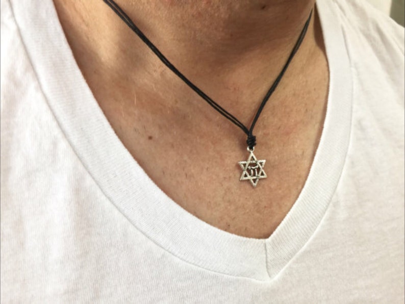 Mens Star of David Necklace Mens Necklace hanukah Jewelry Mens Jewish Jewelry Judaica Jewelry Hebrew Jewelry for Men Birthday Gift for Him
