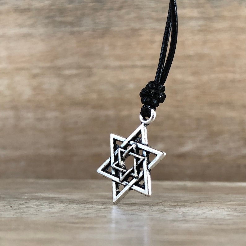 Mens Star of David Necklace Mens Necklace hanukah Jewelry Mens Jewish Jewelry Judaica Jewelry Hebrew Jewelry for Men Birthday Gift for Him