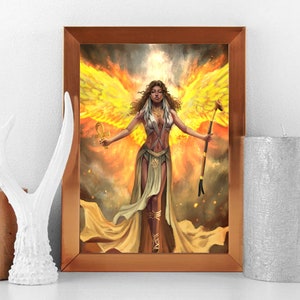 Egyptian Goddess Art Print, Black Woman Art, Goddess Maat Art Print, Fantasy Art, Black Artwork Poster image 4