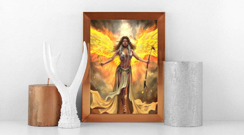 Egyptian Goddess Art Print, Black Woman Art, Goddess Maat Art Print, Fantasy Art, Black Artwork Poster image 4