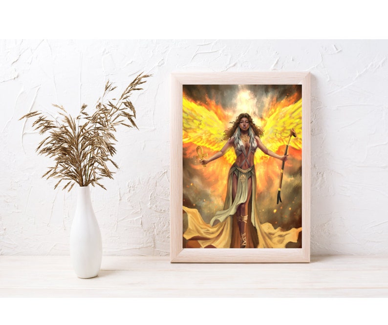 Egyptian Goddess Art Print, Black Woman Art, Goddess Maat Art Print, Fantasy Art, Black Artwork Poster image 6